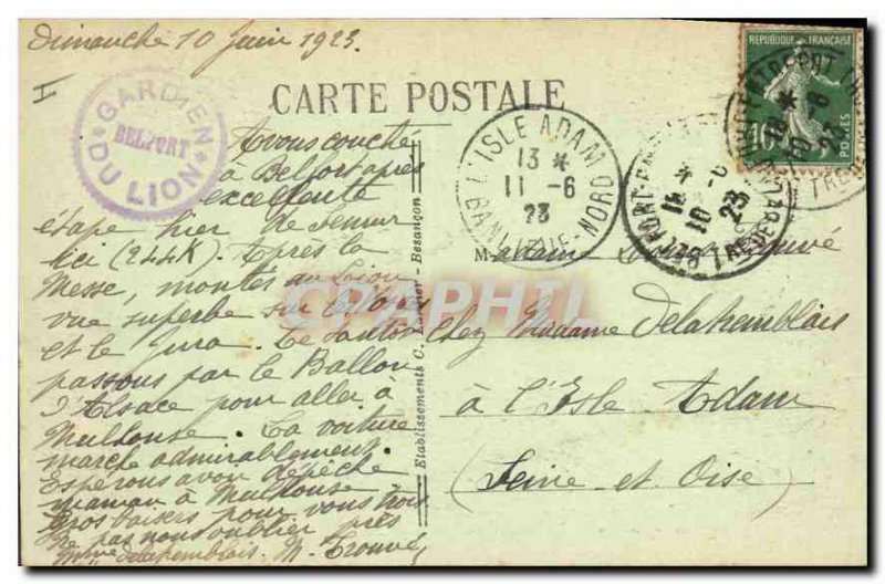 Old Postcard Belfort Lion