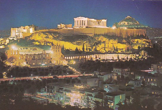 Greece Athens Acropolis At Night