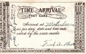 Vintage Postcard 1908 Time Arrival Arrived At As Per Day Date & Time Indicated