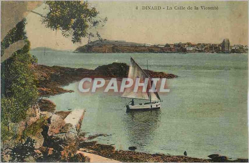 Old Postcard Dinard La Calle de la Vicomte Boat
