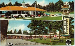 FOLKSTON,  GA Georgia   CHARLETON  MOTEL  c1950s  Cars Roadside   Postcard