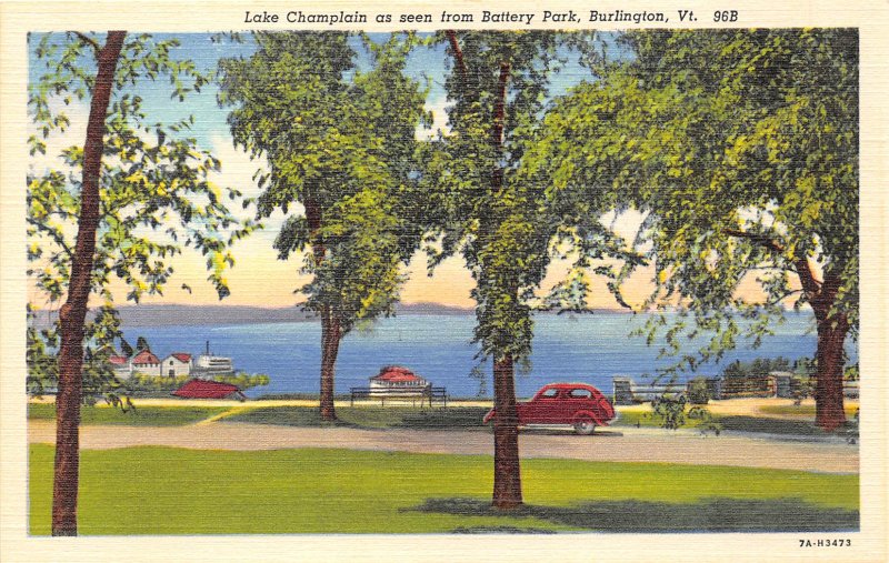 Burlington Vermont 1940s Postcard Lake Champlain as seen from Battery Park 