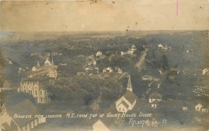 Postcard RPPC 1913 Iowa Atlantic Birdseye Court House Dome occupation 23-11426