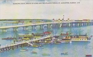 Florida St Augustine Municipal Dock Bridge Of Lions And The Atlantic Ocean