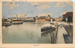 Germany navigation themed postcard Konstanz paddle steamer harbour