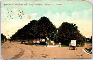 Postcard Guelph Ontario c1914 Junction of Woolwich and Cardigan Streets *as is*