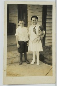 Missouri Rppc Girl Holding Large Doll Butcher Twins c1912 Photo Postcard M16