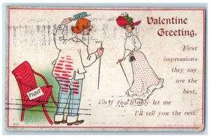 c1905 Valentie Greeting Romance First Impression They Say Are The Best Postcard