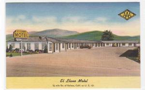 El Llano Motel Salinas California US 101 linen postcard