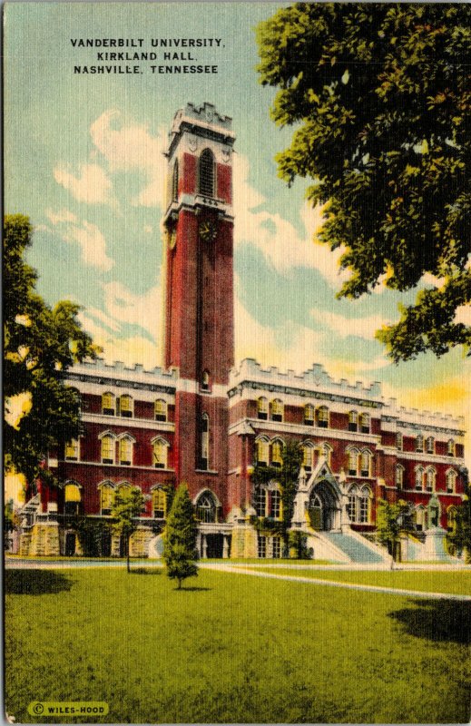 Vtg 1930's Vanderbilt University Kirkland Hall Nashville Tennessee TN Postcard