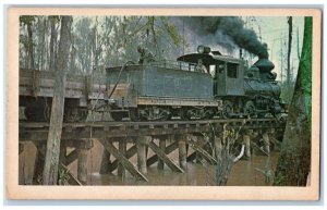 Train Postcard Watering The Locomotive Small RR South Carolina Logging Line