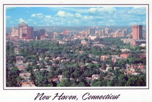 VINTAGE POSTCARD CONTINENTAL SIZE PANORAMIC VIEW OF NEW HAVEN CONNECTICUT