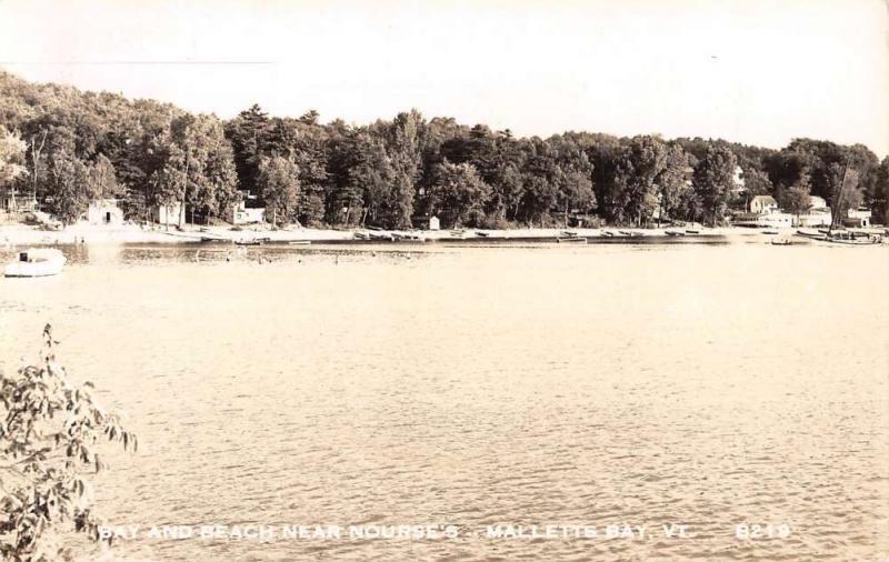 Malletts Bay Vermont Nourses Beach Bay Real Photo Antique Postcard K69131