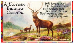 15142   Scotland  Motto  Plaid Border  Scottish Birthday Greeting