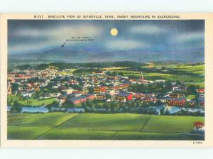 Unused Linen AERIAL VIEW OF TOWN Sevierville Tennessee TN n3471