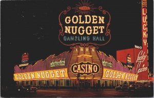 The Famous Golden Nugget Casino Downtown Las Vegas Nevada Vintage Postcard C225