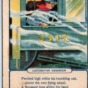 c1910s Train Locomotive Engineer Poem Artistic Illustration 2517 Postcard A118