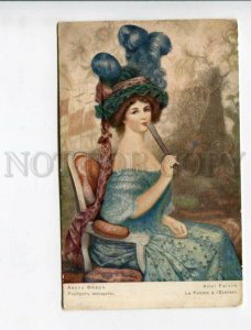 3174181 Belle LADY w/ Feather by Abel FAIVRE vintage Russian PC