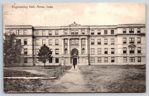 Ames~Iowa State College~University~ISC Engineering Hall~1910 B&W Postcard