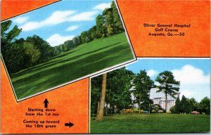 Postcard GA Augusta Oliver General Hospital Golf Course Dual View 1940s S75