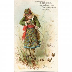 I. BEDICHIMER Jeweler - Philadelphia, PA - Scottish Girl - Victorian Trade Card