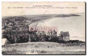 Postcard Old Val Andre General view of the beach taken from the cliff Chateau...