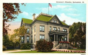 Vintage Postcard 1920's Governor's Mansion House Springfield Illinois Structure