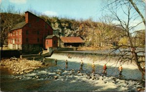 Trout Fishing Clinton NJ New Jersey Fisherman  Ratitan River Postcard VTG UNP 