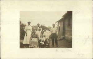 Family Outside Home Grove City PA Cancel & Message Real Photo Postcard