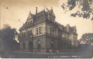 '08,Early RPPC, Real Photo, U.S. Court, and Post Office, Quincy,IL,Old Post Card