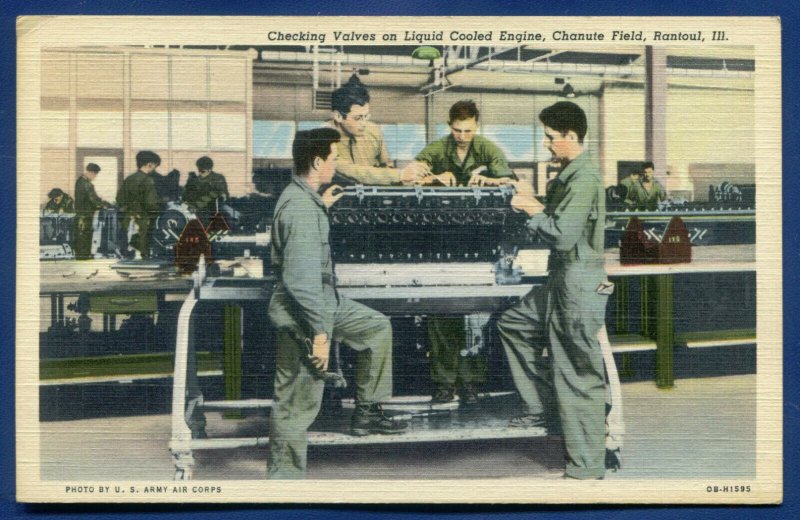 Checking Valves Engine Chanute Field Rantoul Illinois Postcard