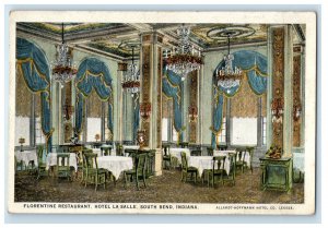 c1920's Interior Florentine Restaurant Hotel La Salle South Bend IN Postcard