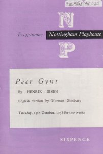 Peer Gynt Julia McCarthy Ann Tempest James Cossins Nottingham Theatre Programme