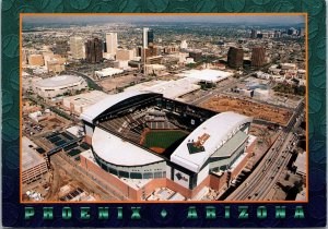 VINTAGE CONTINENTAL SIZE POSTCARD AERIAL VIEW OF THE BALLPARK IN PHOENIX ARIZONA