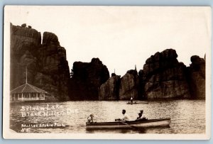 Black Hills South Dakota SD Postcard RPPC Photo Sylvan Lake Boating Miller