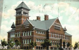 Vintage Postcard 1910 View of High School Building Menominee Michigan MI