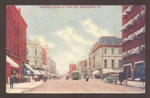 SPRINGFIELD ILLINOIS DOWNTOWN FIFTH STREET SCENE STORES VINTAGE POSTCARD