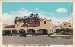 Postcard Field's KFNF Studio + Broadcasting Station Shenandoah Iowa IA