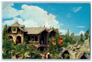 1958 Skyride Swiss Chalet On Hill Guests Disneyland Anaheim California Postcard