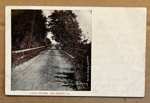 1908 USED .01 POSTCARD - LONG BRIDGE, IDA GROVE, IOWA - CREASES
