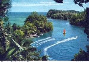 VINTAGE POSTCARD CONTINENTAL SIZE BLUE LAGOON PORT ANTONIO JAMAICA WEST INDIES