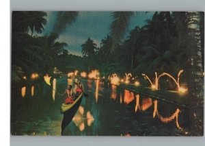 Twilight at Coco Palms Hotel Canoe Kauai Elvis Stayed Here Blue Hawaii Postcard