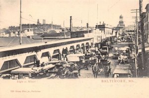 Baltimore Maryland Light St Wharf Steamers Vintage Postcard AA110068