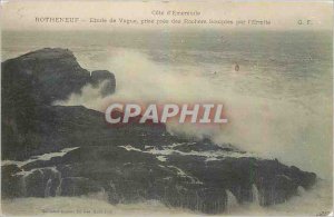 Old Postcard Rotheneuf Wave Study Sculptes taken near the rocks by the Hermit