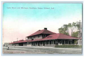 1911 Lake Shore and Michigan Southern Depot Elkhart Indiana IN Postcard