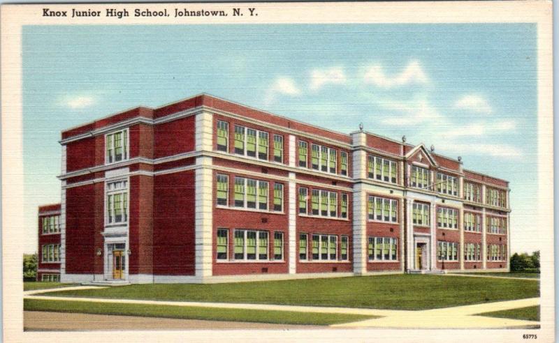 JOHNSTOWN, New York  NY    KNOX JUNIOR HIGH SCHOOL  ca 1940s Linen Postcard 