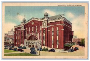 1938 Shrine Temple Classic Cars Exterior Building Road Des Moines Iowa Postcard 