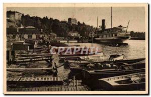 Old Postcard Thonon les Bains Harbor and & # 39arrivee the Geneva boat