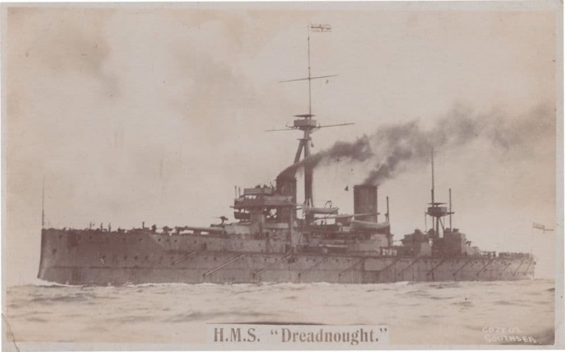 HMS Dreadnought Antique Real Photo Shipping Postcard