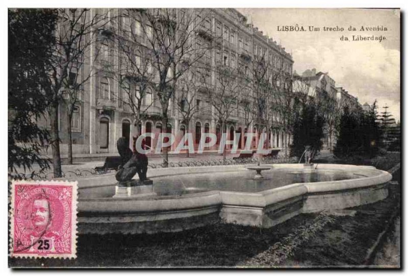 Old Postcard Lisboa A trecho da Avenida da Liberdade